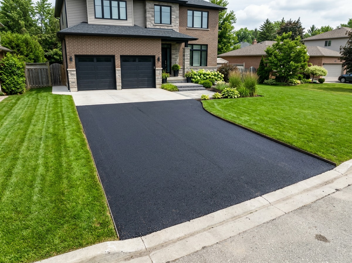Finished asphalt driveway installation on a residential property near Cooperstown, NY