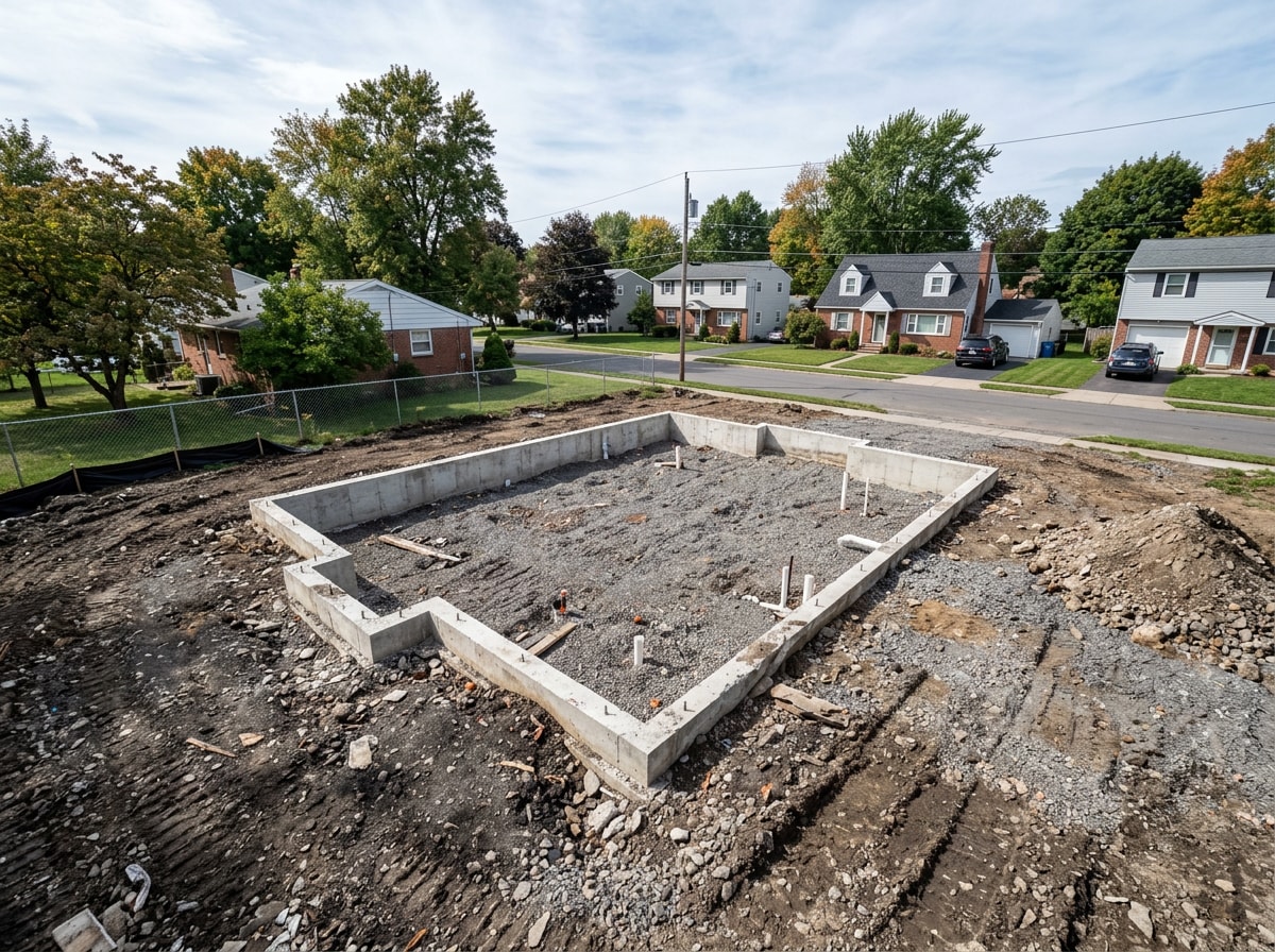 Cleared residential lot in Broome County after demolition with foundation removed