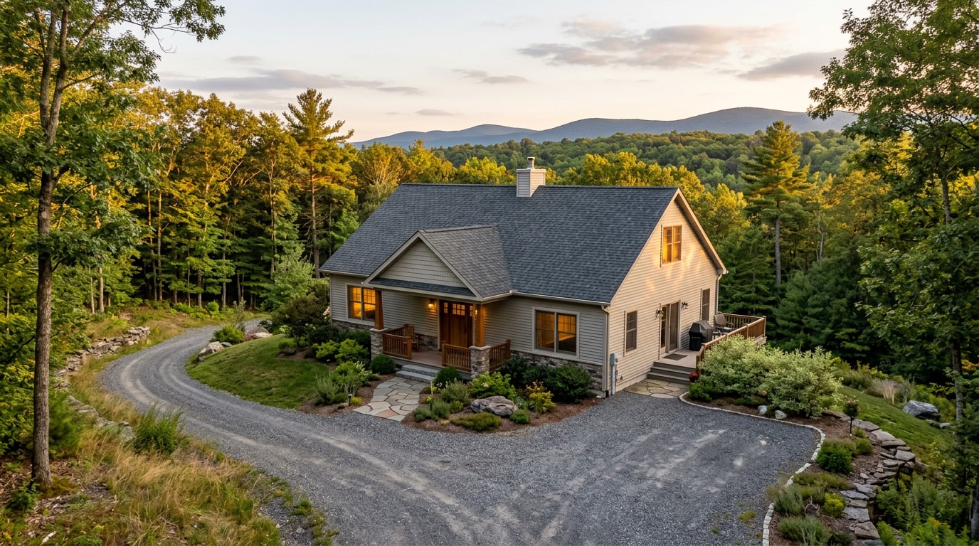 Finished modular home on a wooded hillside lot in Schoharie County, New York