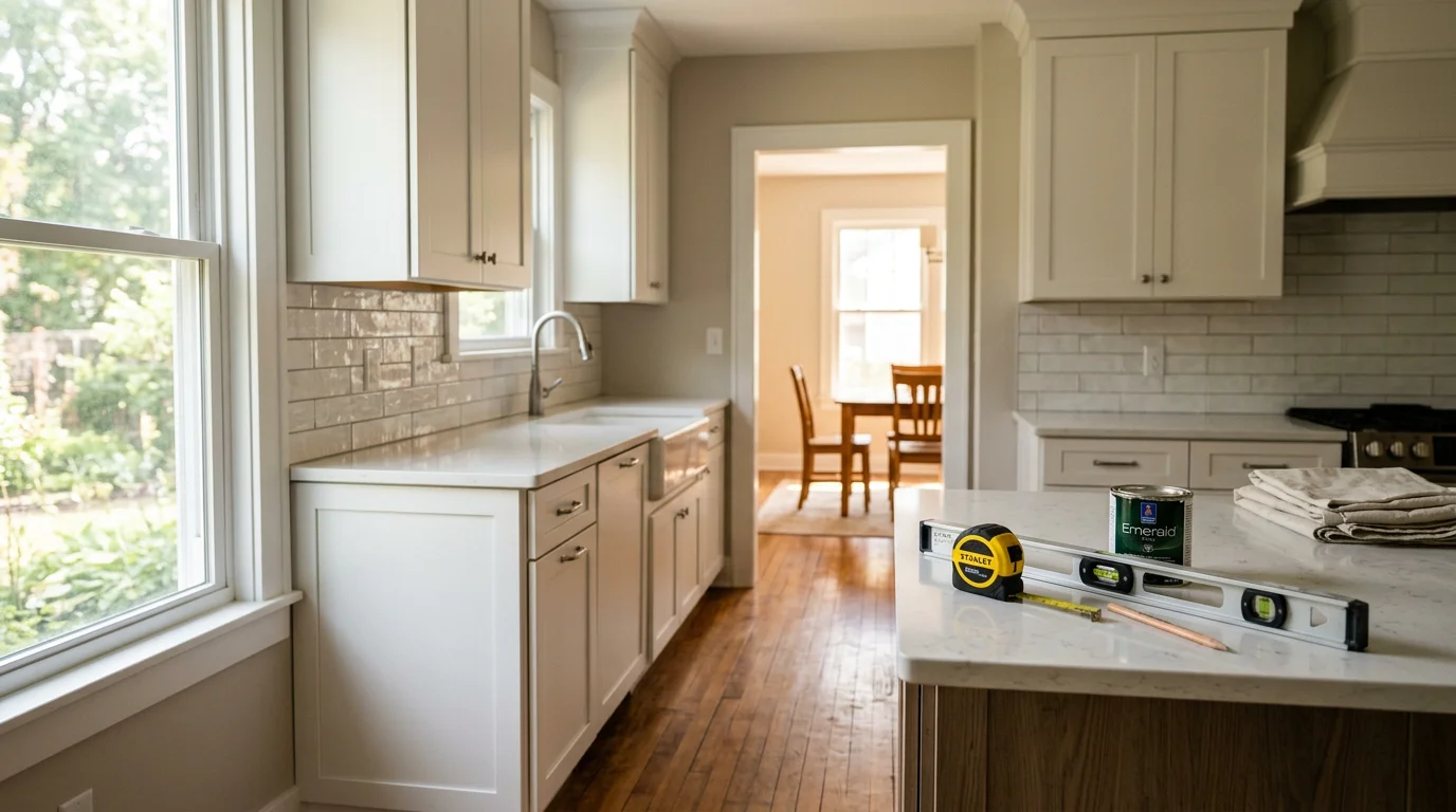 Modern kitchen with custom cabinetry and countertops