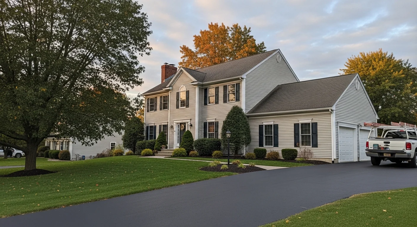 Well-maintained residential home in Vestal with manicured lawn and clear driveway access.
