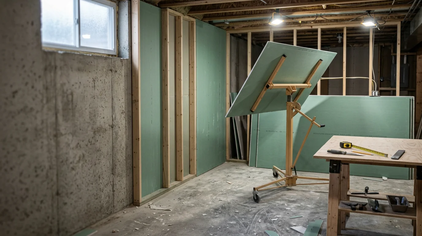 A newly finished basement in a Vestal, New York home featuring framed drywall walls, recessed lighting, and clean flooring ready for use as a family room. The space shows complete finish work from floor to ceiling with no raw concrete or exposed framing visible.