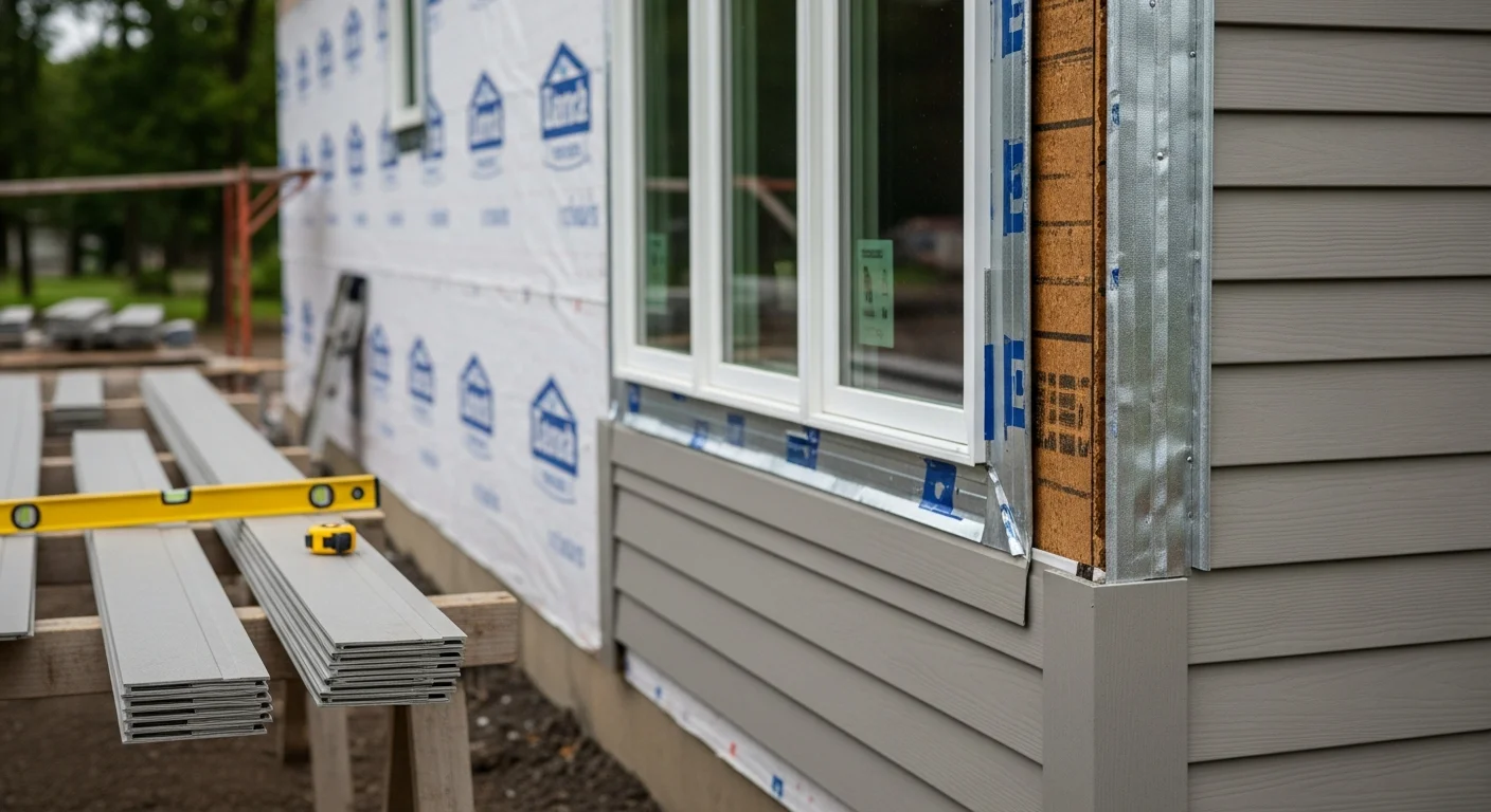 A Vestal, NY home with newly installed exterior siding, showing clean panel alignment and finished trim around windows. The completed installation covers the full front facade of a single-family residence.