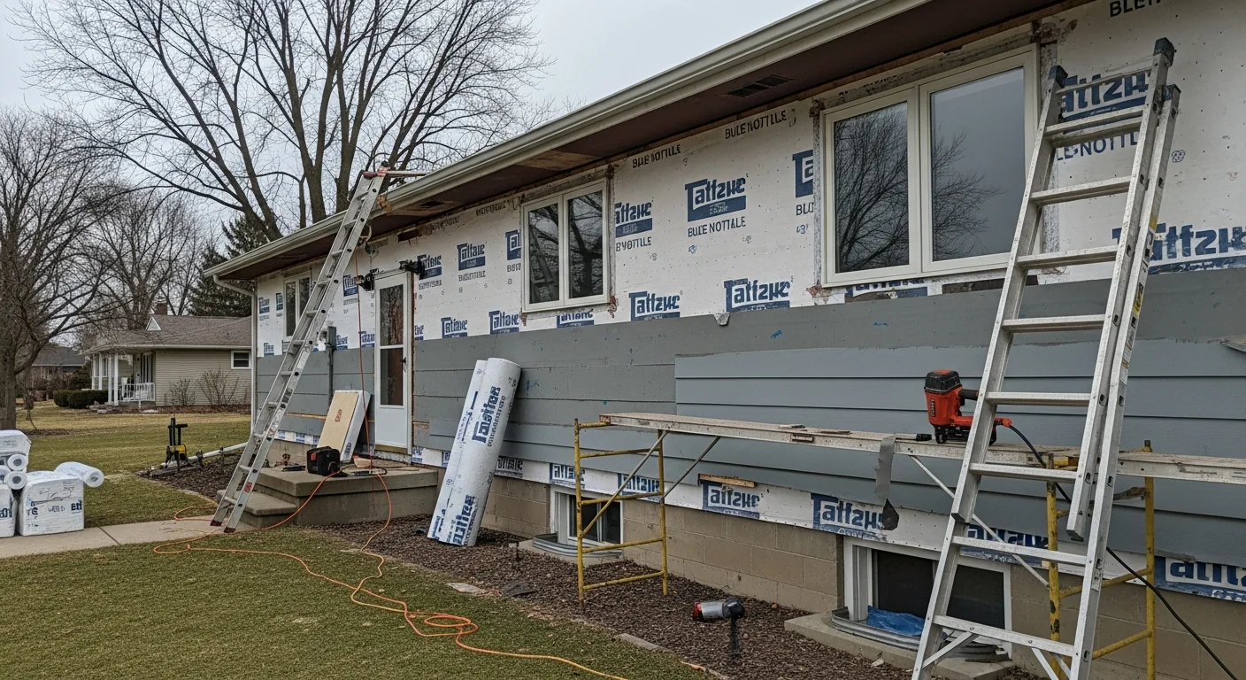 Freshly installed siding on a mid-century single-family home in Vestal, NY, with clean trim lines and no visible gaps or weathering. The exterior shows a complete replacement on a ranch-style home typical of Broome County residential neighborhoods.